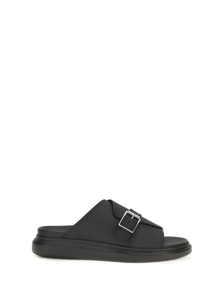 sandals buckle slide black leather by Selfnex
