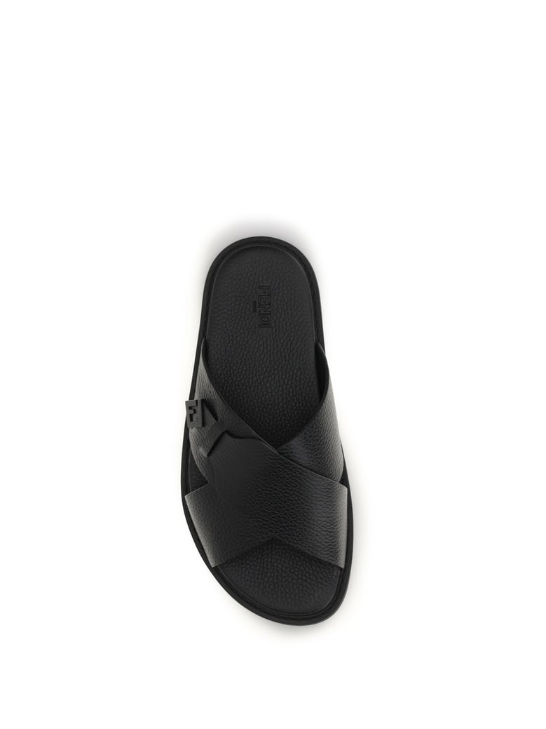 slide sandals black calfskin by Selfnex