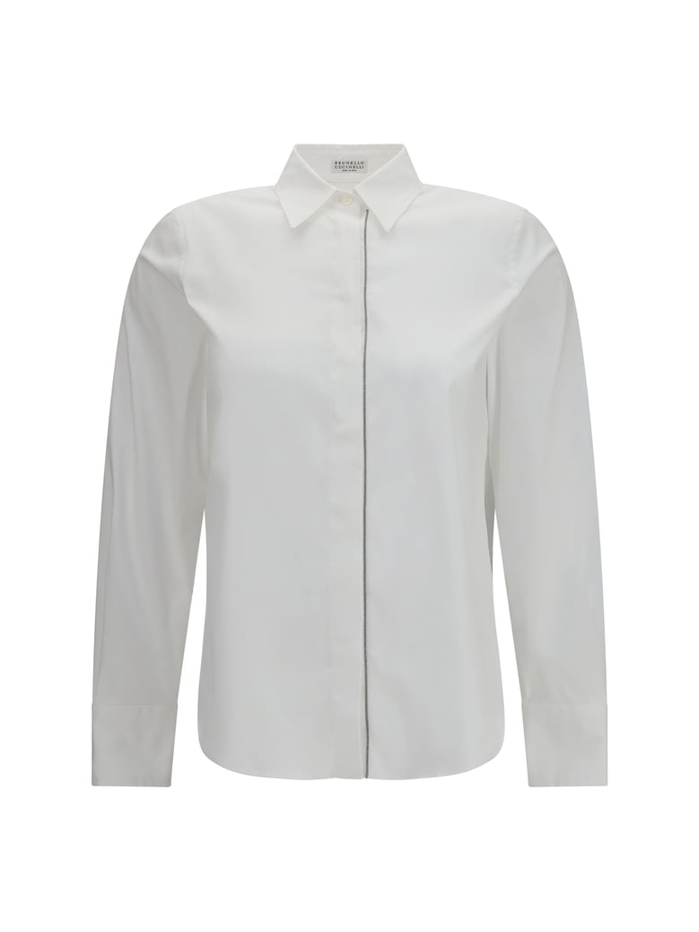 shirt stretch cotton poplin white by Selfnex