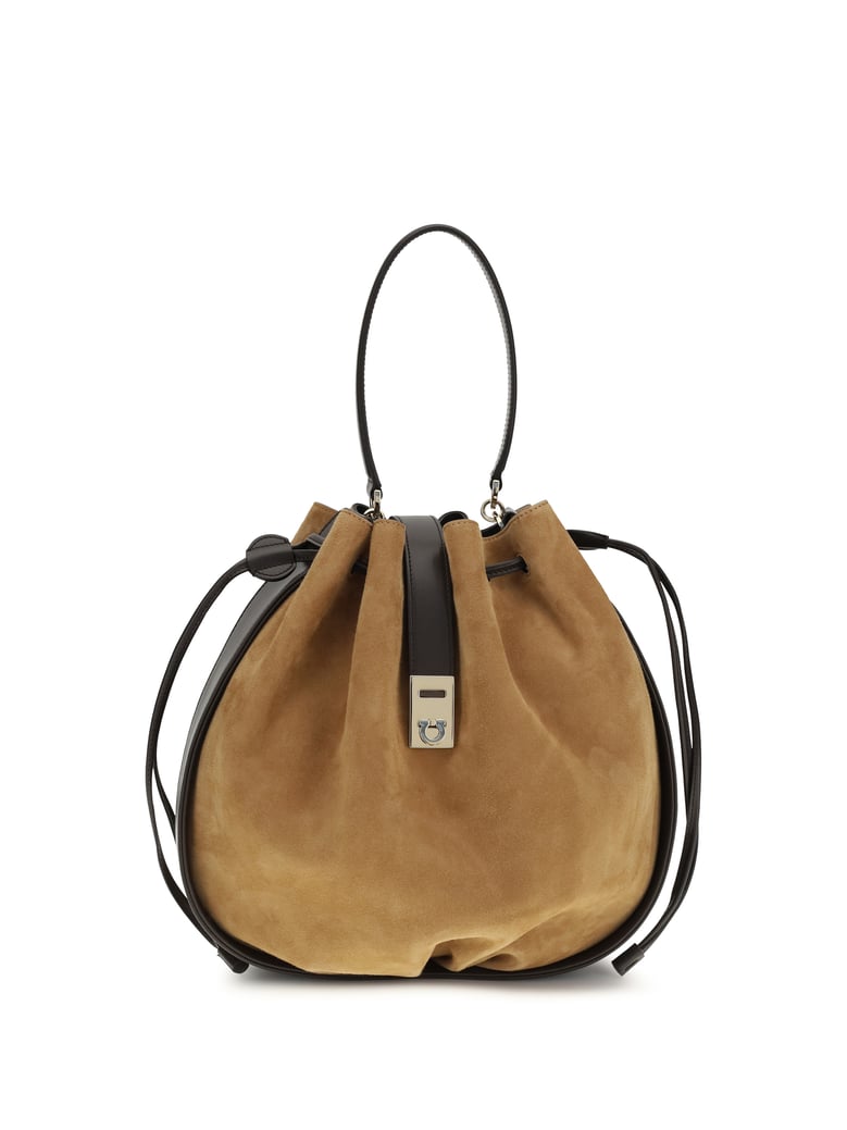 bucket bag hug buckle natural suede by Selfnex