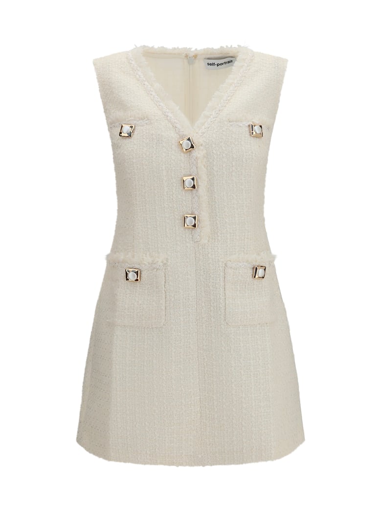dress bouclé mini cream by Selfnex
