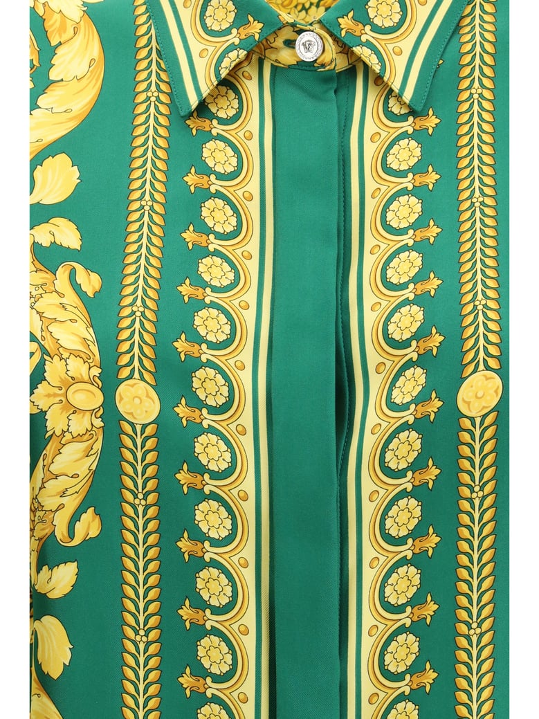 printed silk shirt emerald/gold by Selfnex