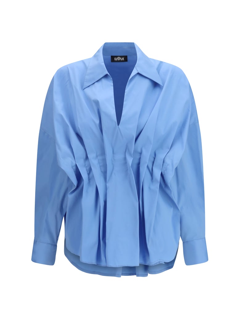 shirt with front ruching light blue by Selfnex