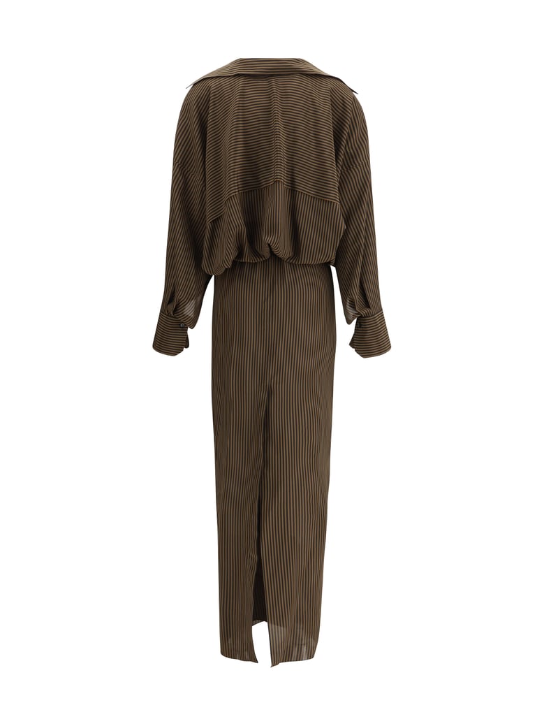 dress serenade silk brown/black stripe by Selfnex