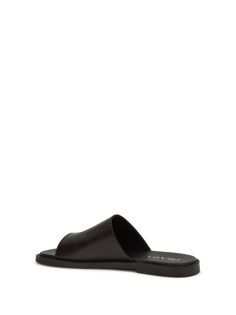 slide sandals dark brown calf leather by Selfnex