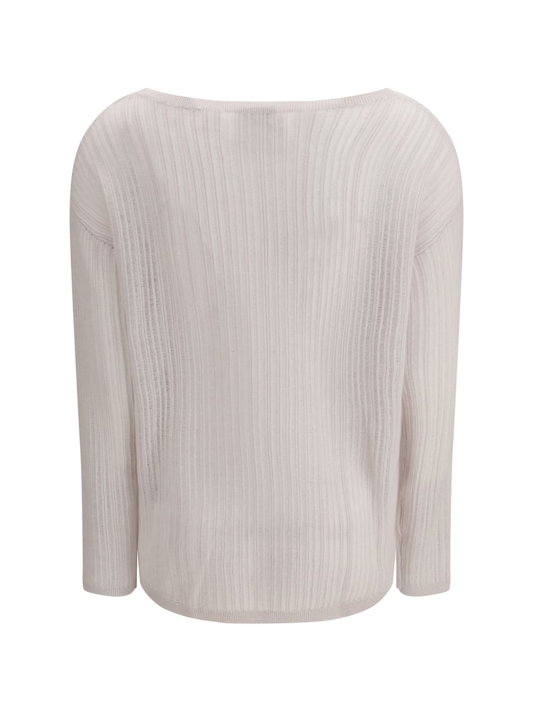 sweater rib-knit crewneck white by Selfnex