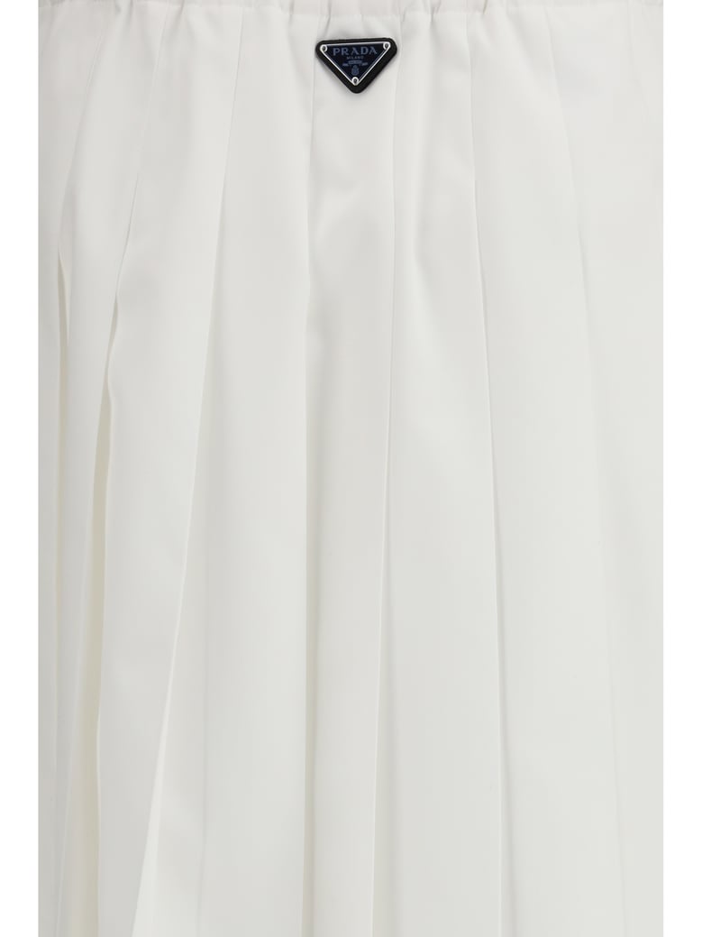 pleated jersey skirt white by Selfnex