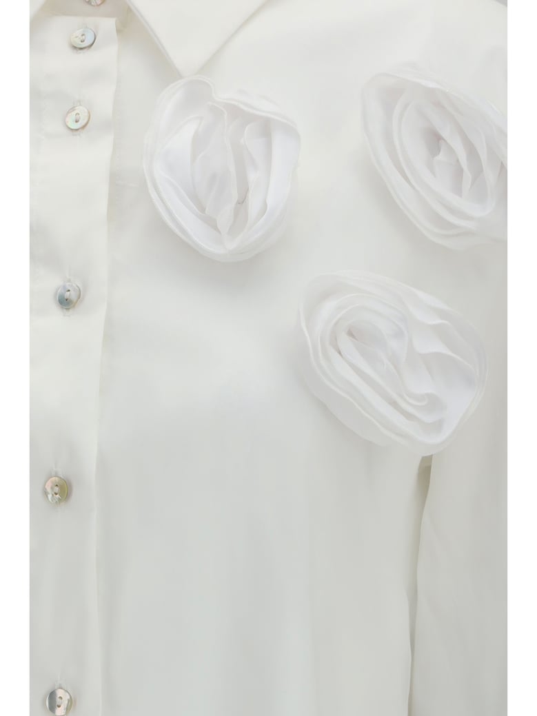 shirt with appliqué roses white by Selfnex