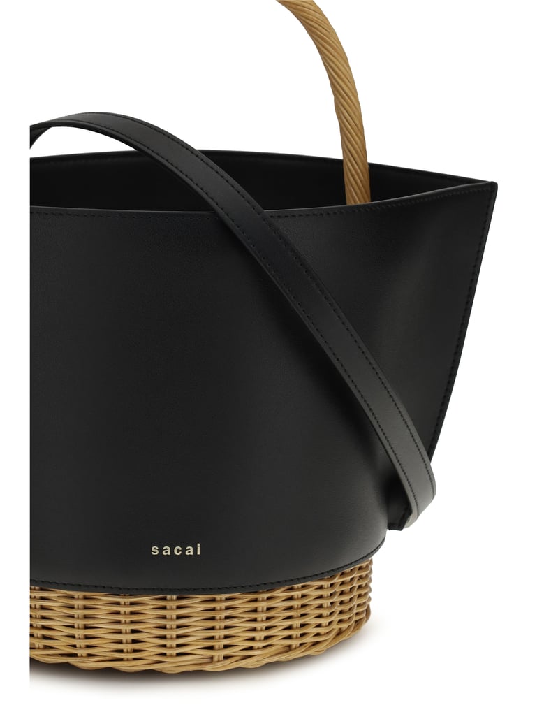 handbag leather and rattan black by Selfnex