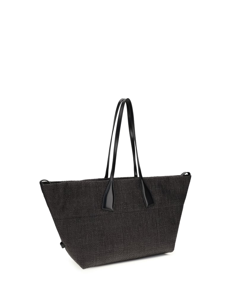 shoulder bag track black leather and raffia by Selfnex