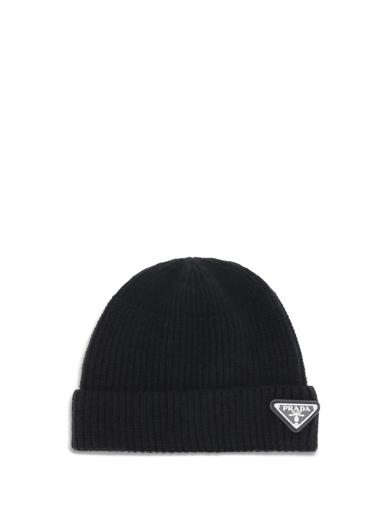 beanie hat black with logo plaque by Selfnex