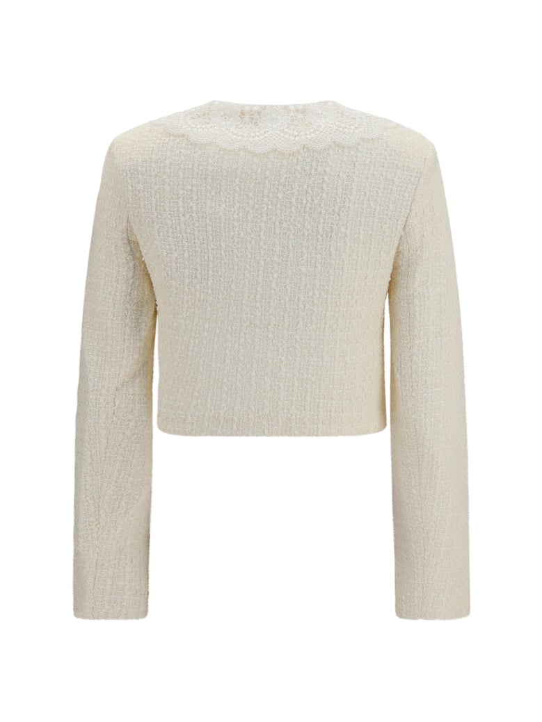 bouclé jacket cream lace collar by Selfnex