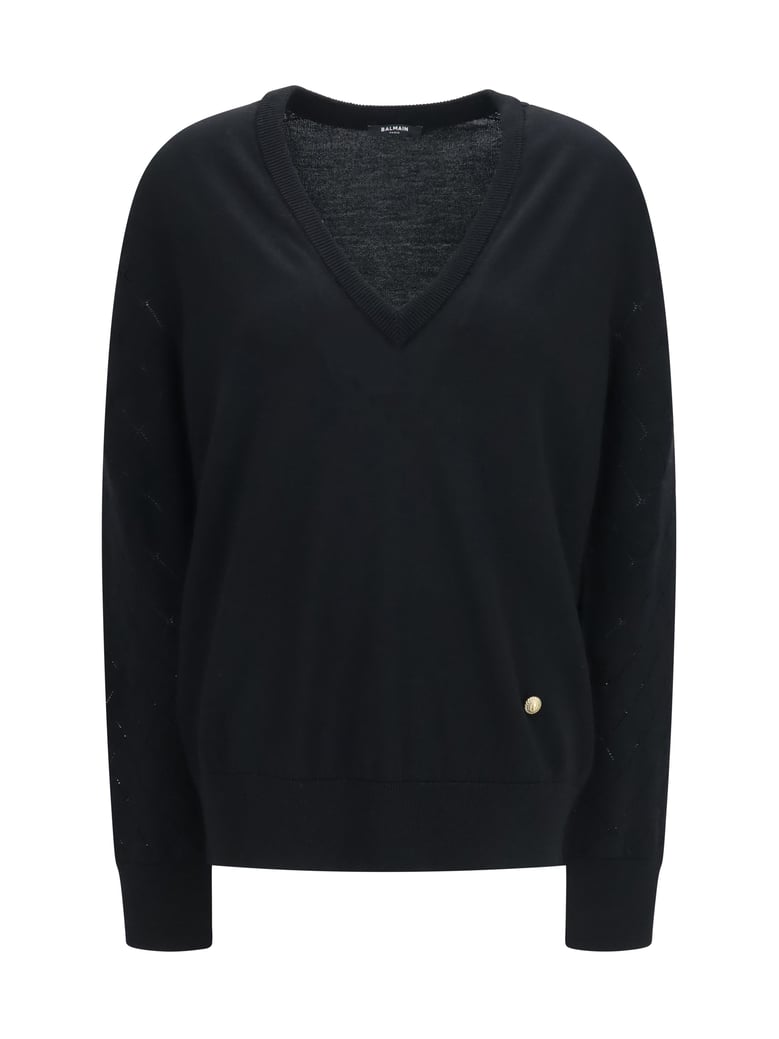 v-neck sweater, black by Selfnex