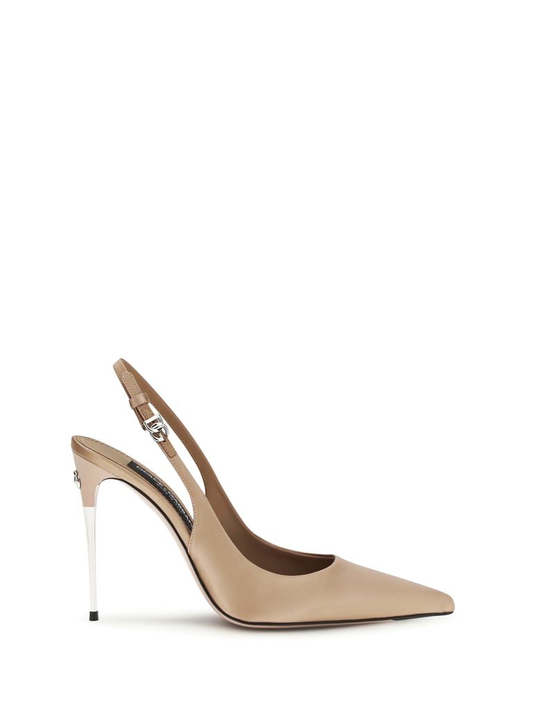satin slingback pumps lollo dark beige by Selfnex