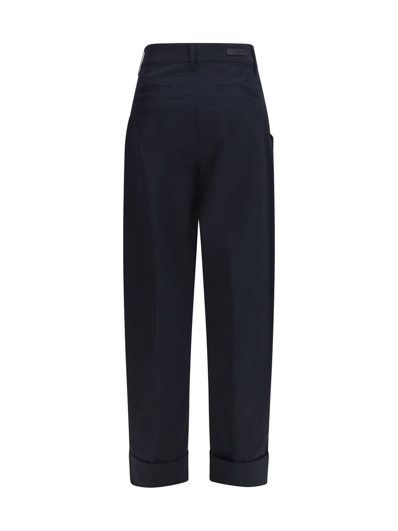 wide trousers lindsay barrel navy blue gabardine by Selfnex