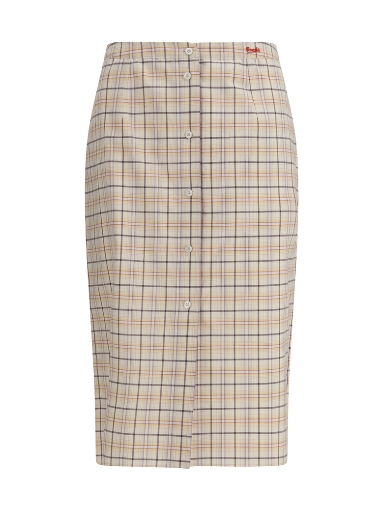 skirt checked cotton poplin natural/lilac by Selfnex