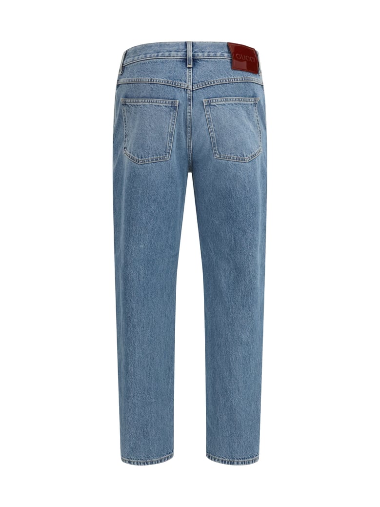 slim-fit pants light blue denim by Selfnex
