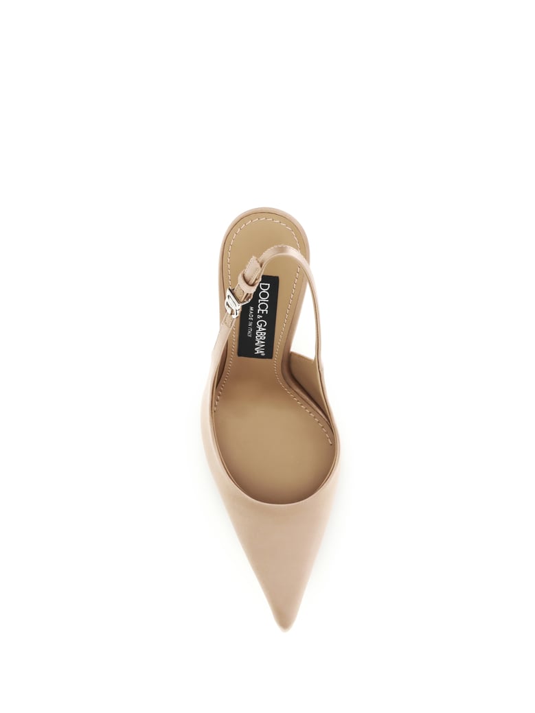 satin slingback pumps lollo dark beige by Selfnex