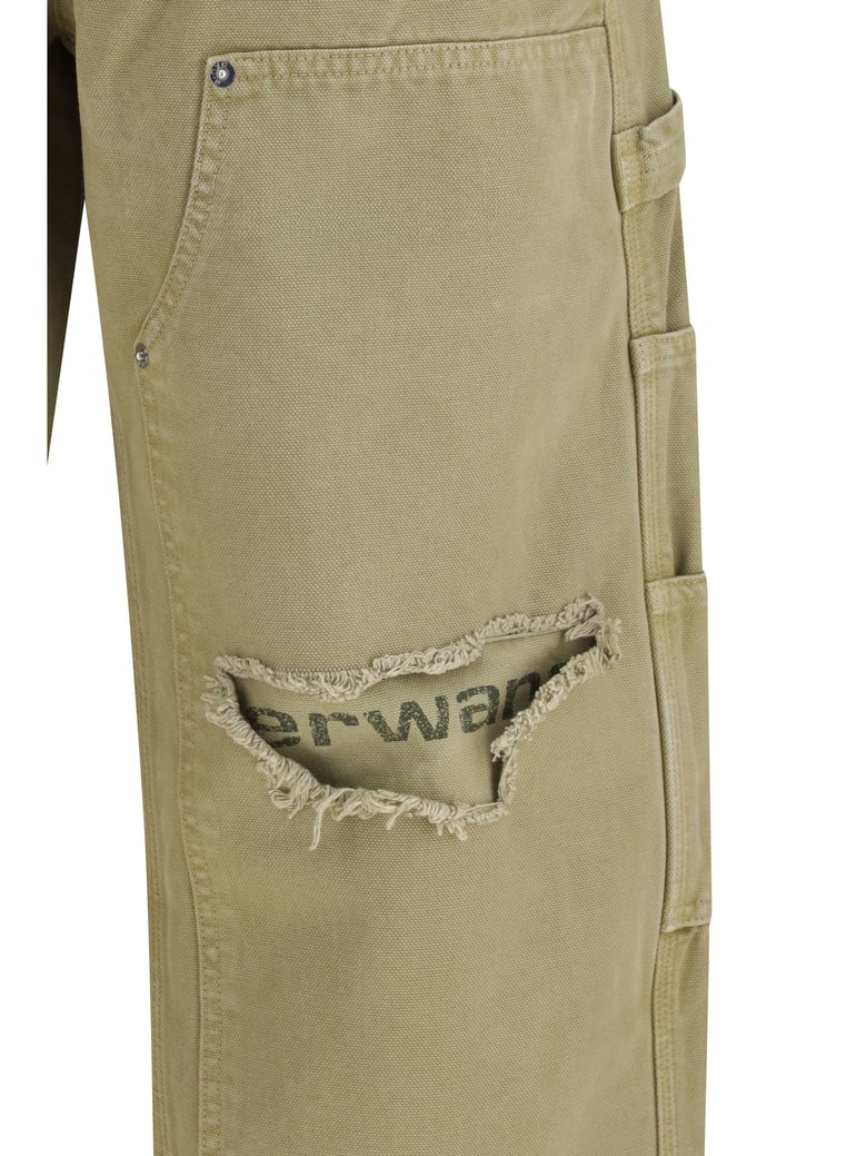 zip carpenter pants vintage army green by Selfnex