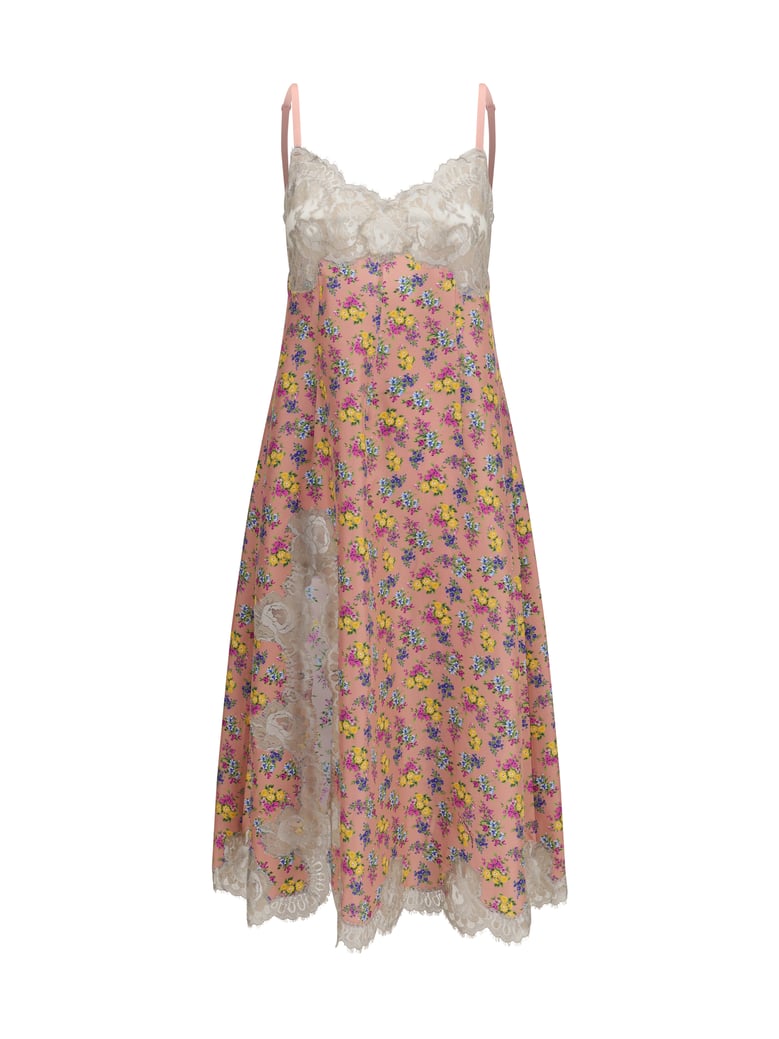 slip dress fiorellini pink silk by Selfnex