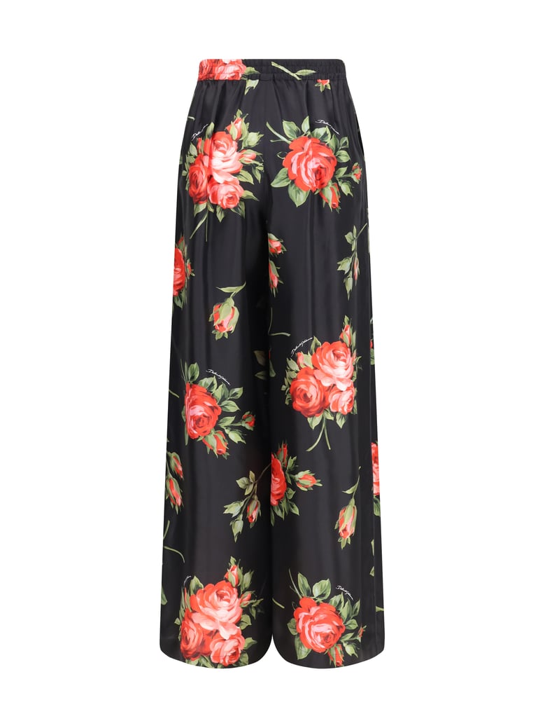 wide-leg silk pants rose bouquet by Selfnex