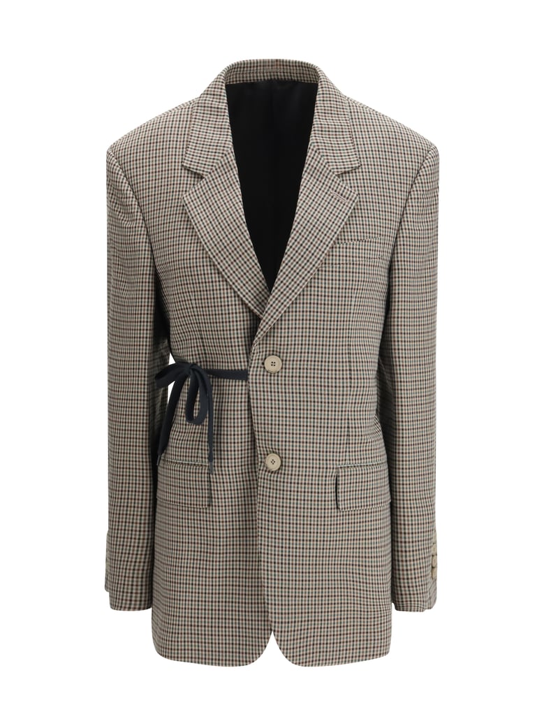 single-breasted vichy jacket khaki/brown by Selfnex