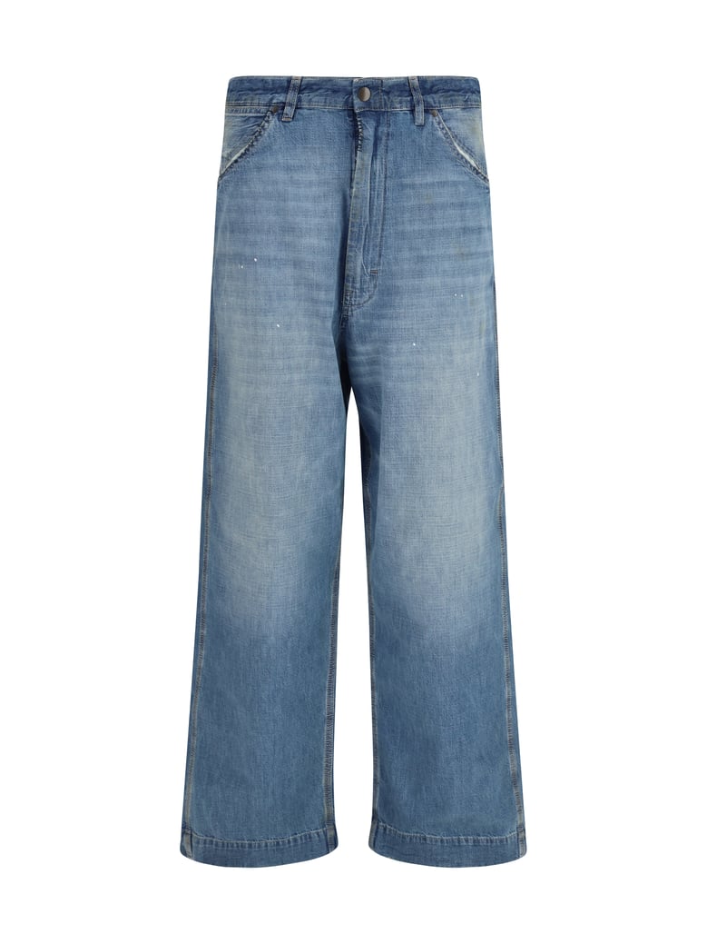 jeans wide leg patchwork medium blue vintage by Selfnex