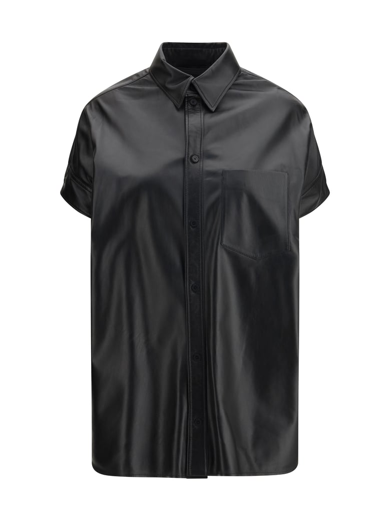 shirt tucked sleeves lambskin black by Selfnex
