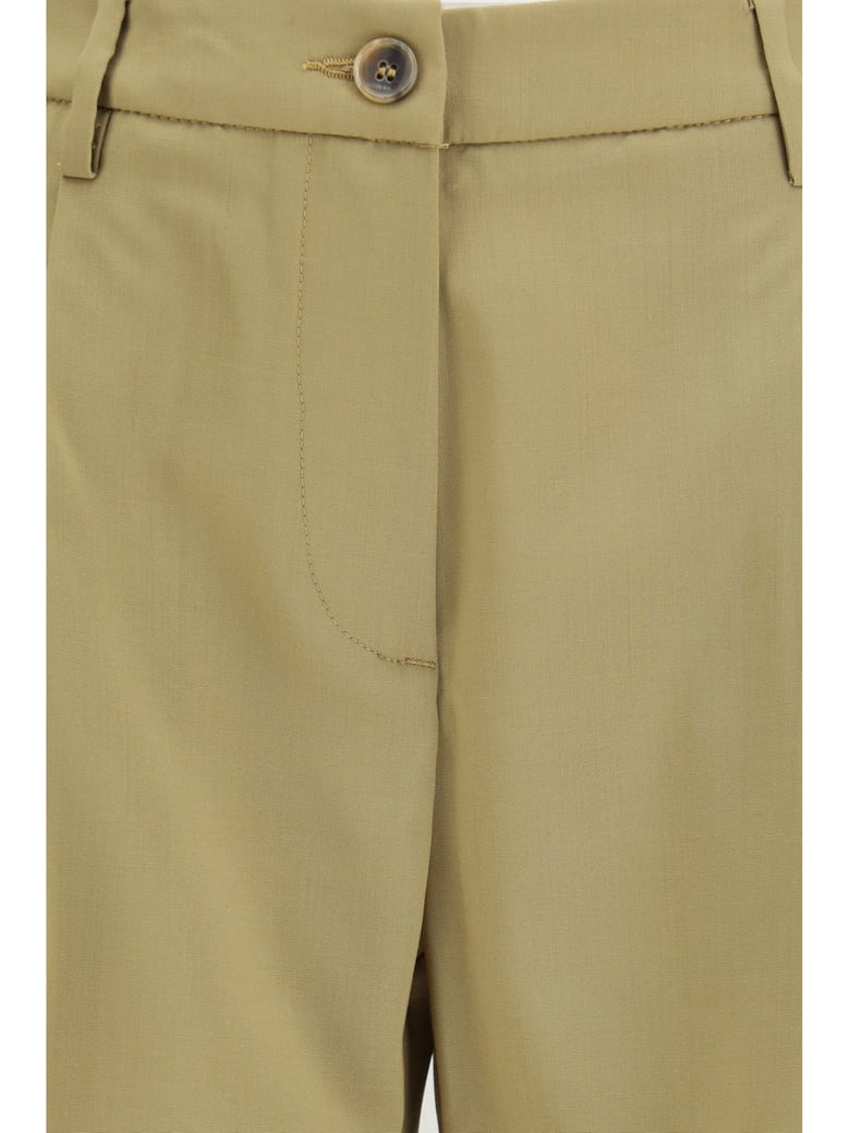 pants wide-leg virgin wool olive by Selfnex