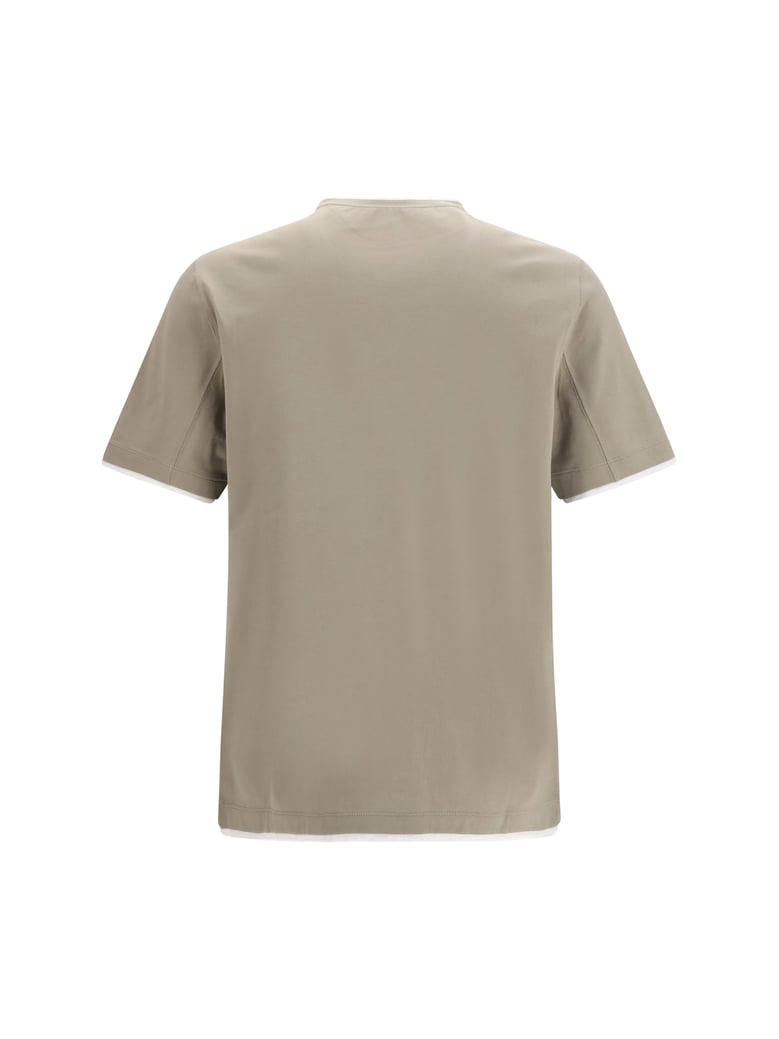 cotton t-shirt two-tone hem khaki/pearl by Selfnex