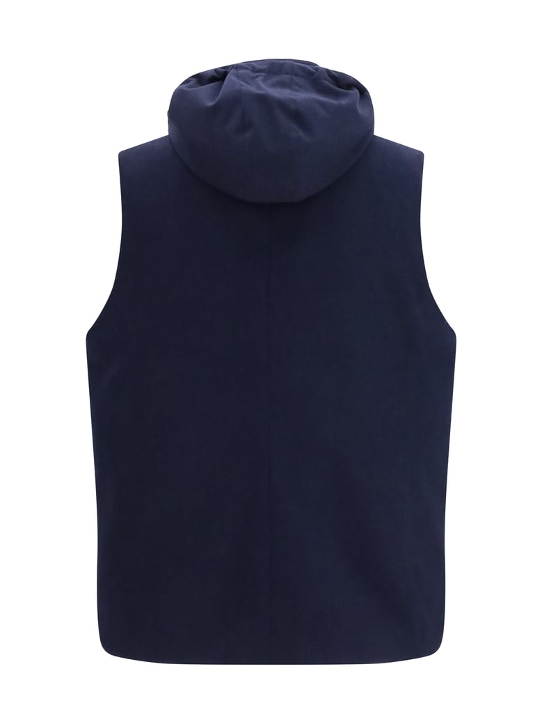 wool down vest blue by Selfnex