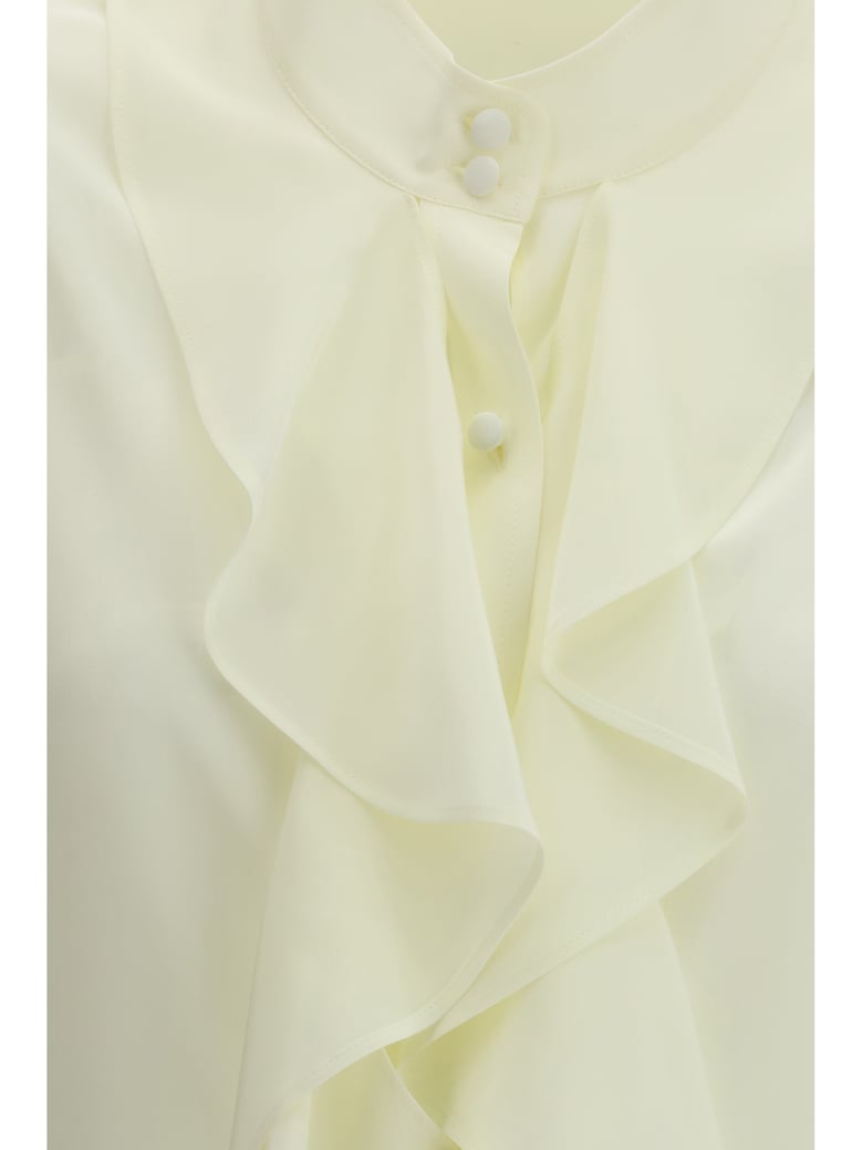 ruffled shirt chalk white silk by Selfnex