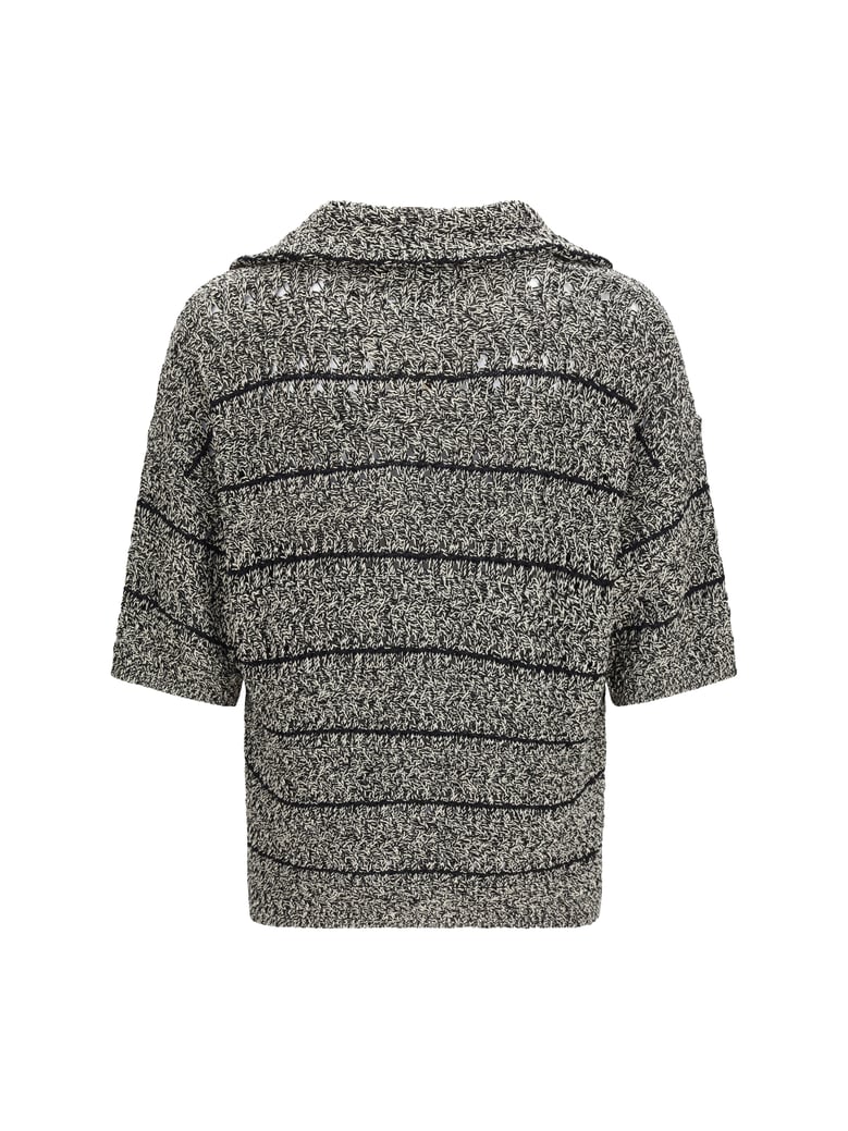 mouliné knit shirt black/ecru by Selfnex