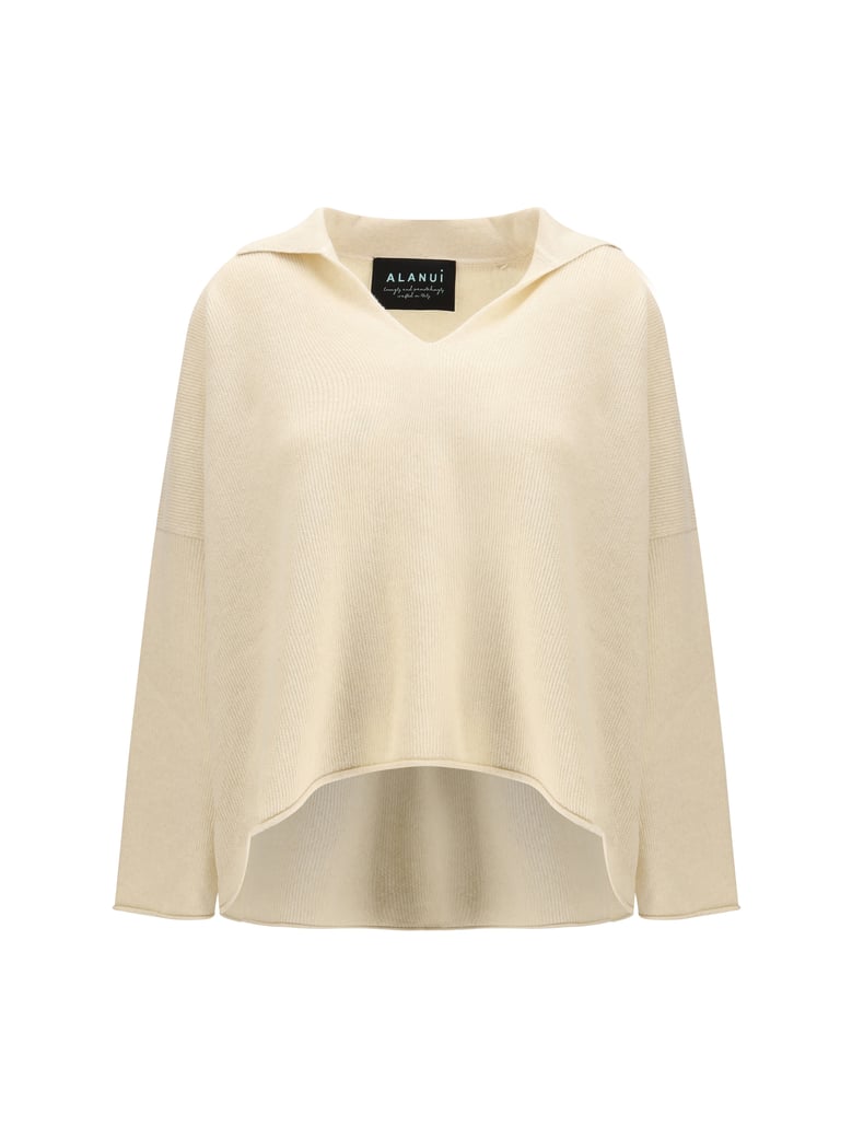 sweater with polo collar off white by Selfnex