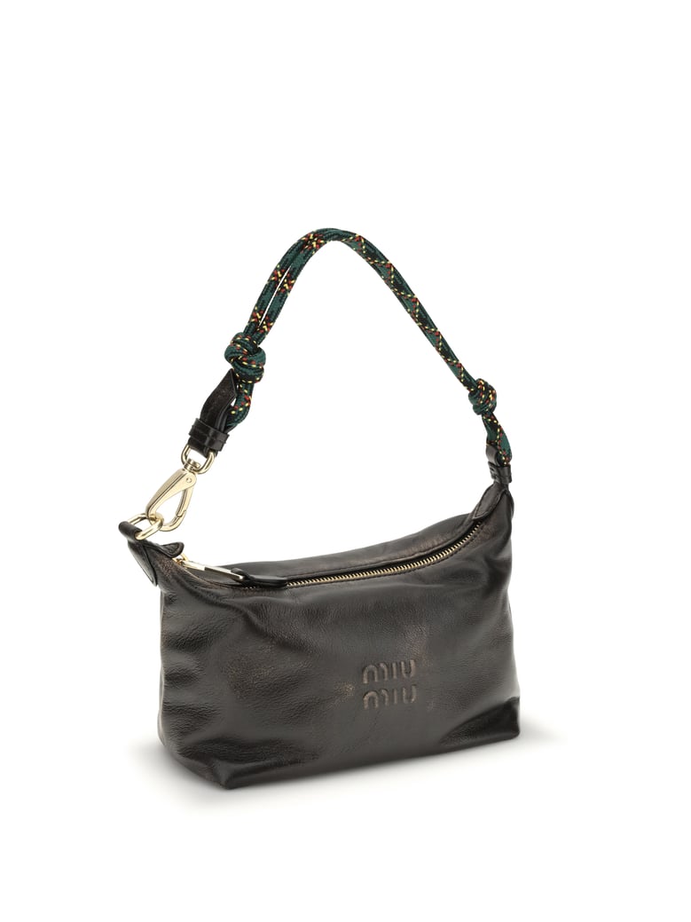 leather handbag coffee/green by Selfnex