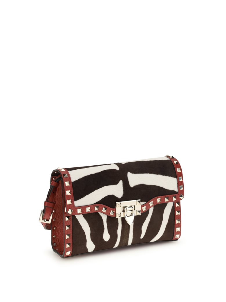 shoulder bag zebra-print white/dark brown/red v by Selfnex