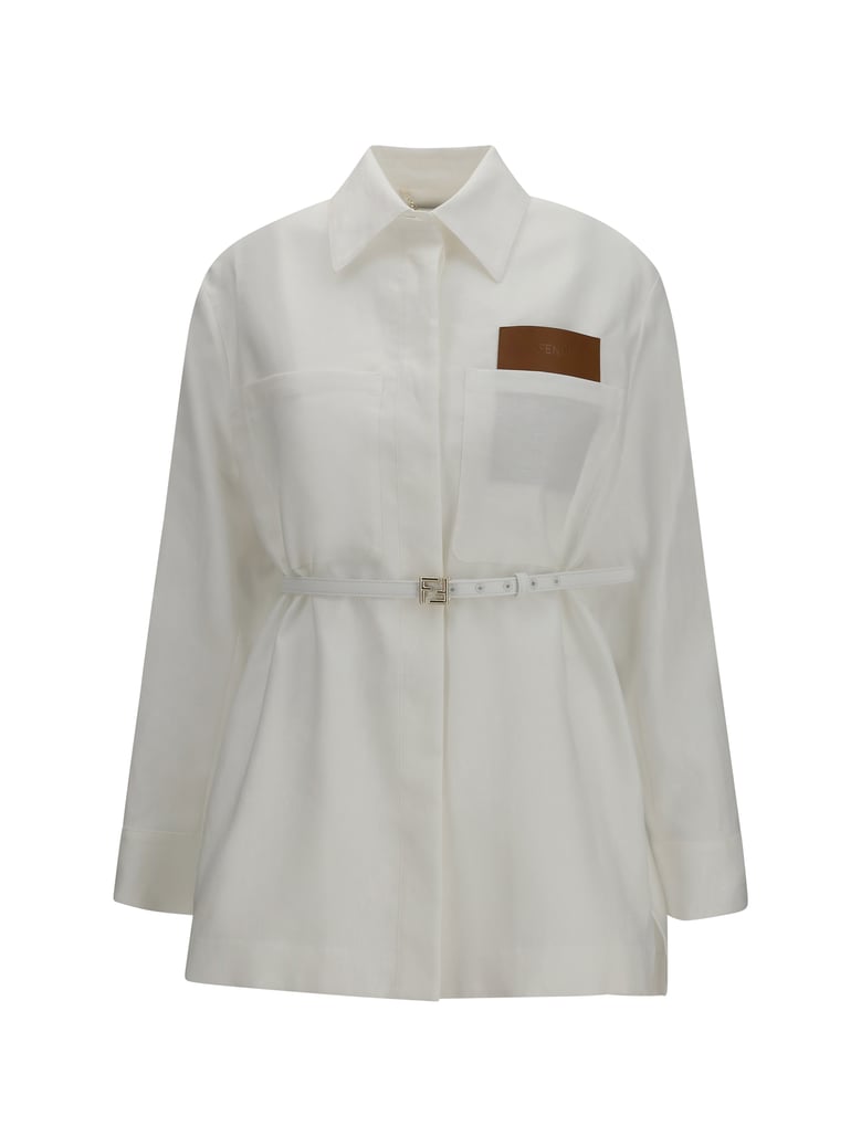 jacket belted linen-cotton white by Selfnex