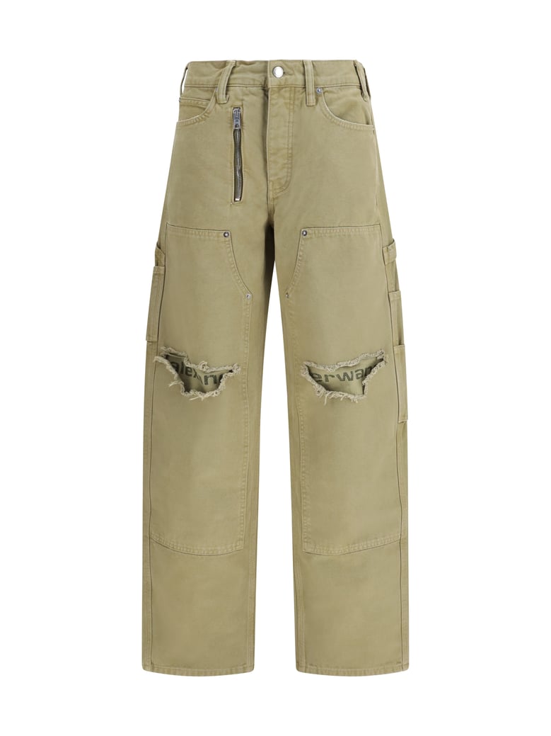 zip carpenter pants vintage army green by Selfnex
