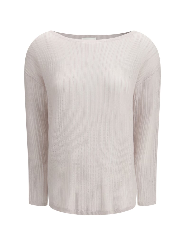 sweater rib-knit crewneck white by Selfnex