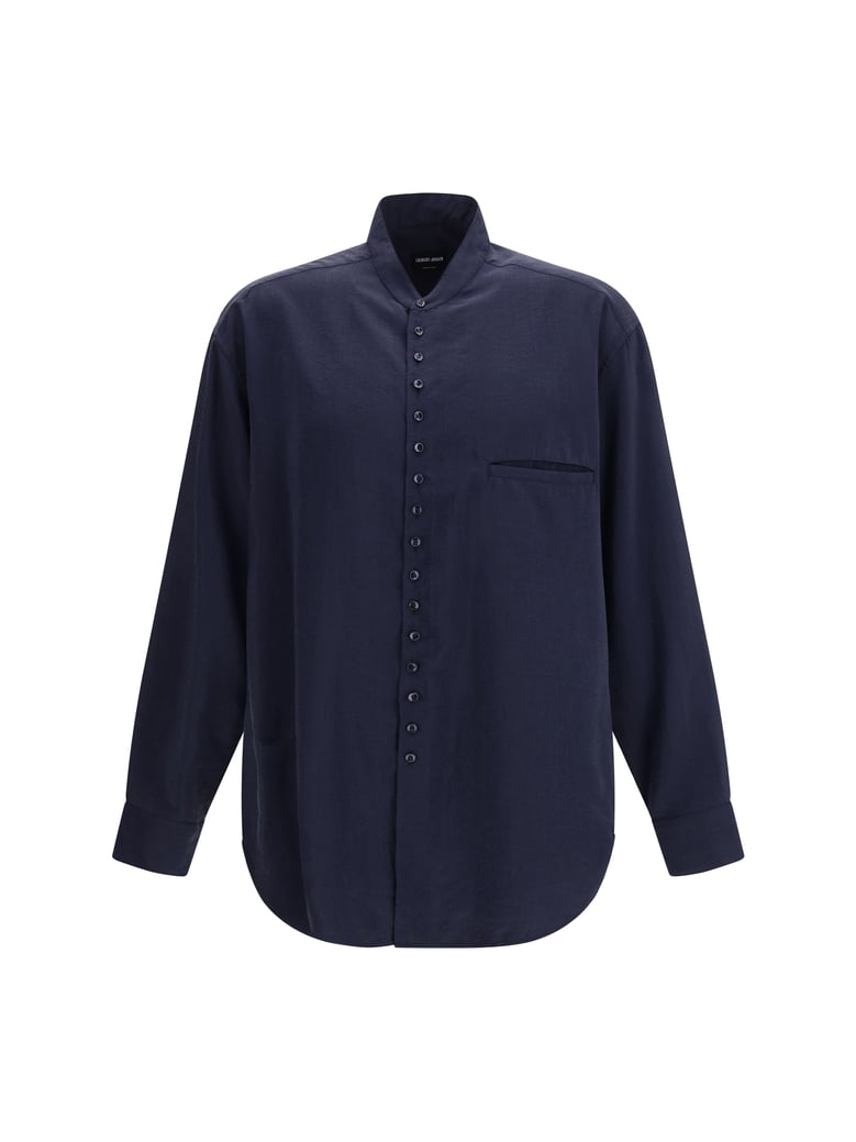 shirt washed silk band collar sky captain by Selfnex