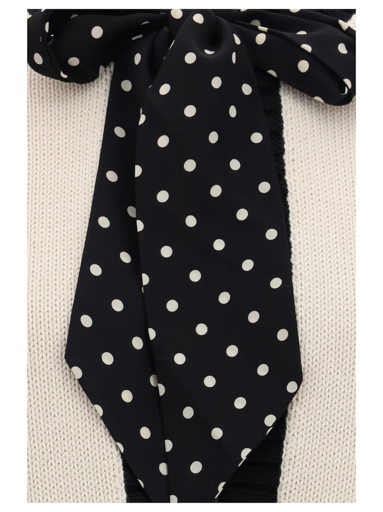 open cardigan with polka-dot bow, birch/black by Selfnex