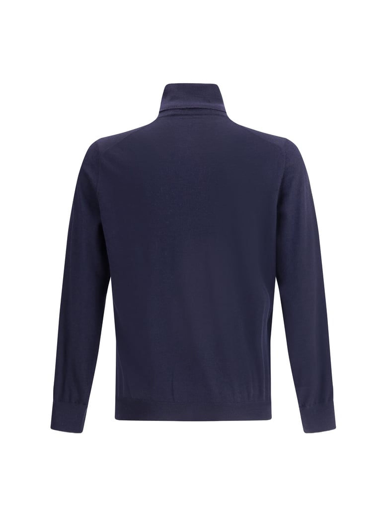 wool turtleneck sweater navy/dark grey by Selfnex