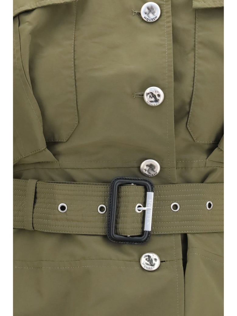 jacket cropped belted high-neck woodland green by Selfnex
