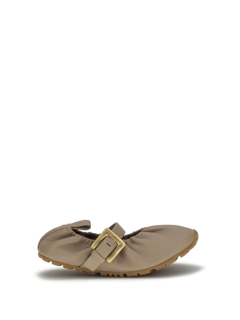 ballerina flats buckle strap calf leather beige by Selfnex