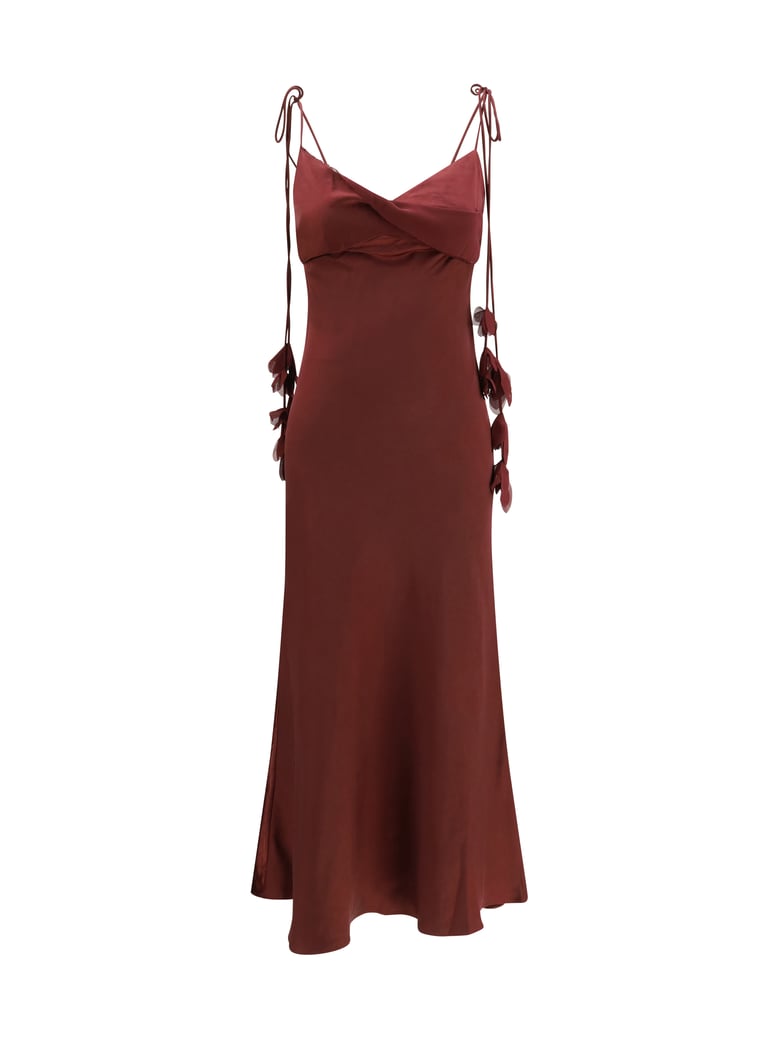 midi dress satin flower burgundy by Selfnex
