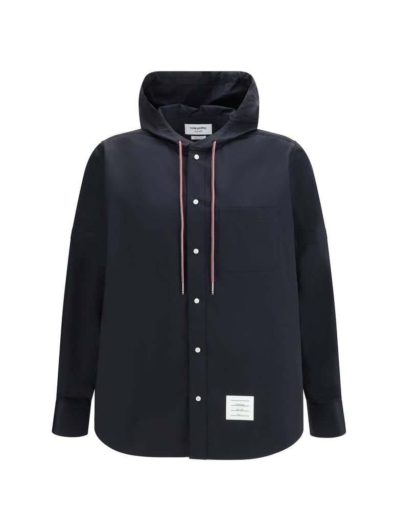 hooded shirt jacket navy nylon-cotton by Selfnex