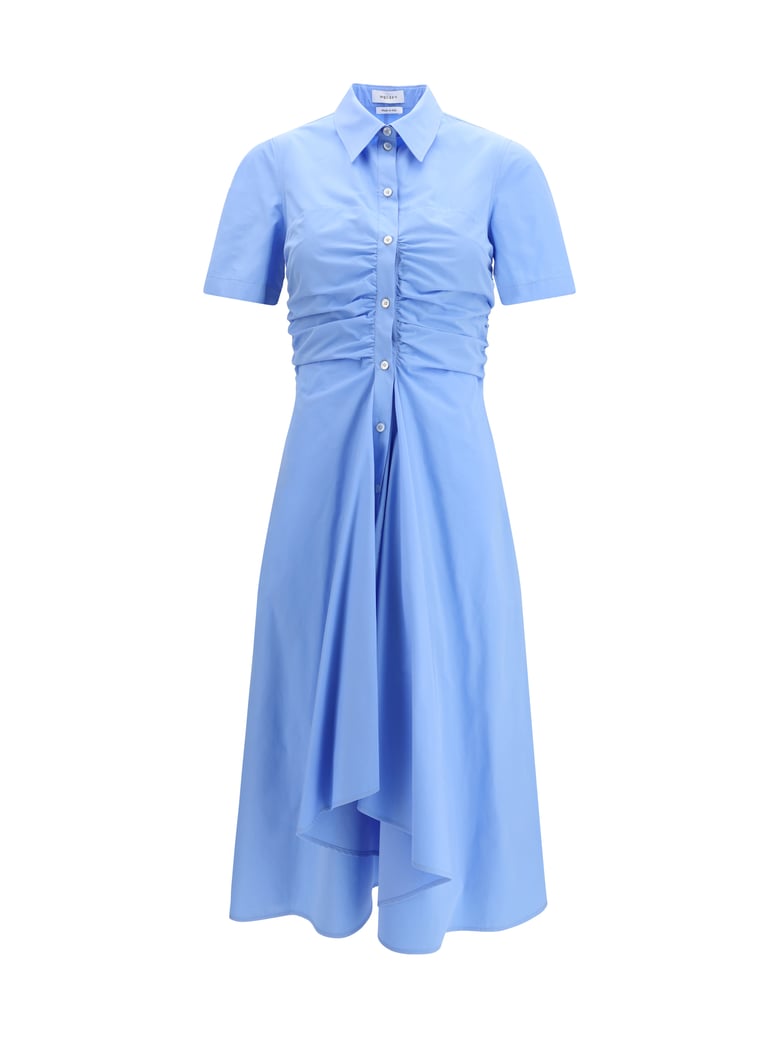 dress midi shirt sky blue cotton by Selfnex