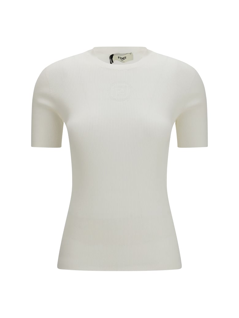 short-sleeve cotton sweater off white by Selfnex