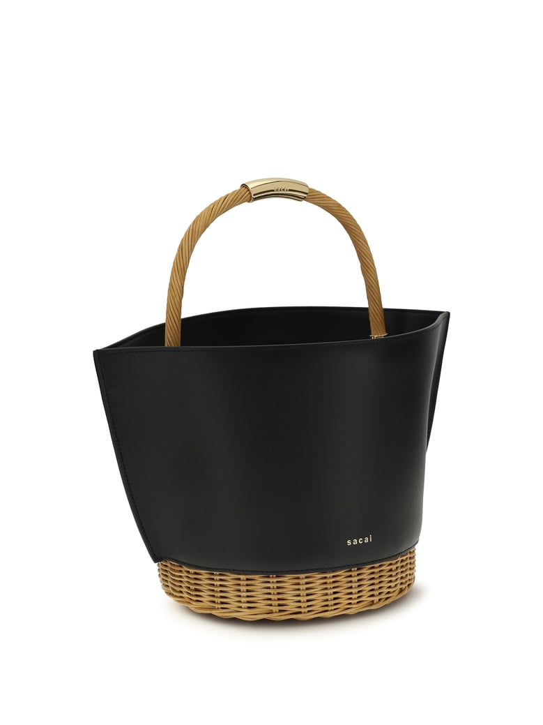 handbag leather and rattan black by Selfnex