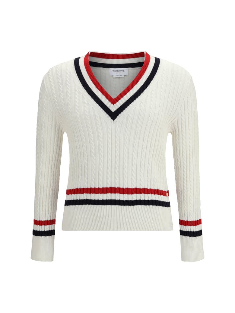 v-neck sweater white cotton by Selfnex